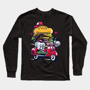 Cool Burger Who Ride Scooter Long Sleeve T-Shirt